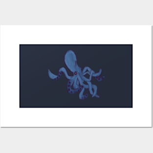 Blue Octopus Sticker Posters and Art